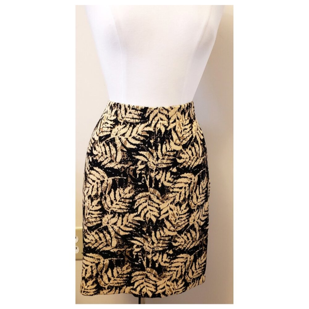 ST. JOHN Collection by Marie Gray Wool Blend Skirt Size-6 Multicolor Leaf Print